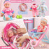 Baby Doll Stroller Toys Set with 12.5" Baby Doll, Dining Chair, Quilt Pillow, 24 PCS Accessories for Girls Toddlers