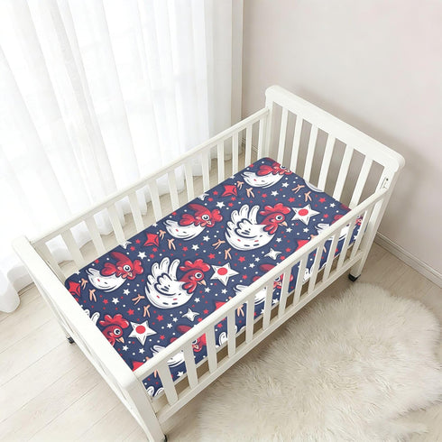 KICPOAY 4th 52x28 of July Independence Day Chicken Toddler Bed Crib Sheets Baby Crib Sheets Cover for Soft Mini Crib