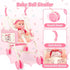 12" Set deAO Baby Doll Stroller Toys with Baby Doll Accessories Crib Bed High Chair Nursery Role Play Play Mat,Travel