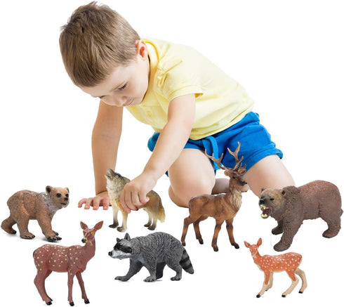 Forest Animals Figurines Toys - 10PCS Realistic Plastic Wild Woodland Animals Figures Playset - Birthday Gift