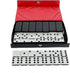 6 WE Games Two-Toned Black & White Double Dominoes with Spinners - Ideal Size, Vintage Style Case, Family and Adult