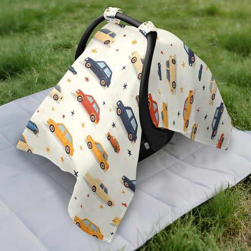 Dalzium Cars Car Seat Cover Baby, Carseat Canopy Cover for Girl Boy, Breathable Baby Carrier Cover Stroller Sun Shade