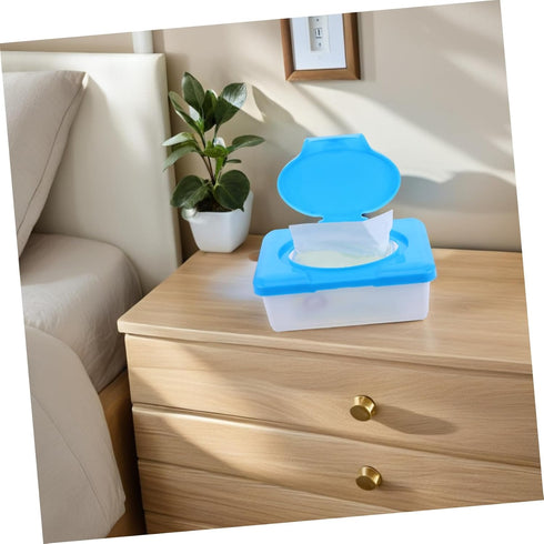 Unomor Lightweight Diaper Wipe Holder - Compact Refillable Container with Lid in Blue