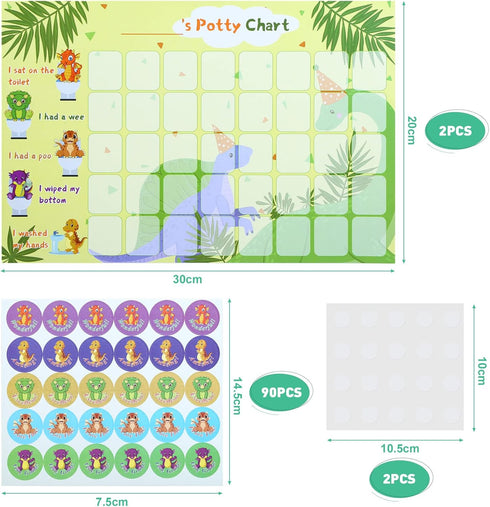 90 GWHOLE Dinosaur Potty Training Chart for Toddlers Boys Toilet Training Reward Potty Stickers Chart with Cute