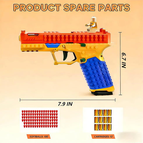 MUJERWQ Set 100 14+ DIY Building Block Foam Blaster - Educational STEM Toy Gun with Foam Darts & Display Stand