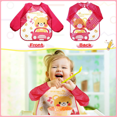JaGely Kids Art Smocks Toddler Smock Waterproof Painting Aprons Children Apron with Long Sleeve Washable Bib for Baby