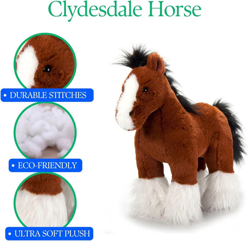 12 inches The Petting Zoo Standing Clydesdale Horse Stuffed Animal Plushie, Gifts for Kids, Wild Onez Barnyard Animals