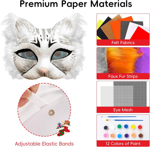 83pcs Blurap Therian Mask Kit, Cat Mask Base Kit, DIY Furry Masks to Paint, Therian Mask Base Arts Crafts Cat Masks