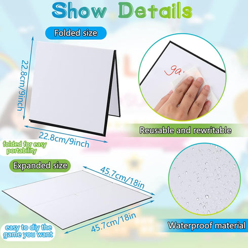 Zhanmai 10 Pcs Blank Game Board, Quad Fold Dry Erase for DIY Game Entertainment Activities, 18 x 18 Inches