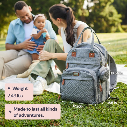 Backpack BabbleRoo Diaper Bag - Baby Essentials Travel Bag - Multi Function Water Resistant Diaper Bag, Travel