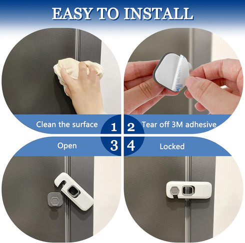 YOLCAR 3M 4in Safety Lock - Grey Fridge & Cabinet Lock for Kids, Adhesive, No Drilling, Length, for Kitchen, Dining