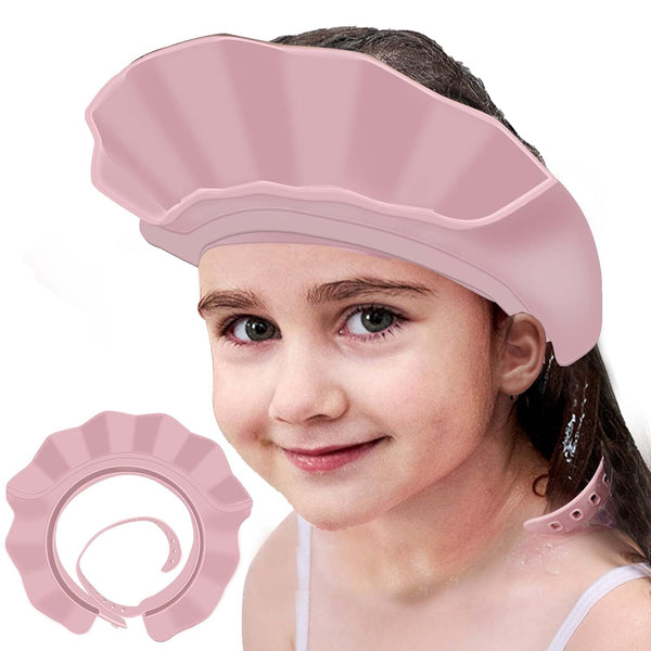 Baby Kids Shower Cap - Adjustable Silicone Bathing Protection Hat for Toddler, Baby, Kids (Pink)