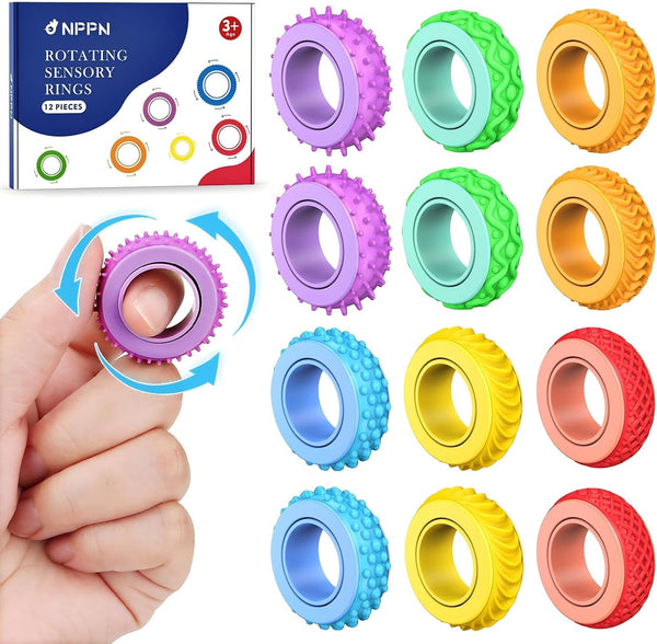 Sensory Toys Fidget Rings for Kids - 36 Pcs Finger Spinner Rings