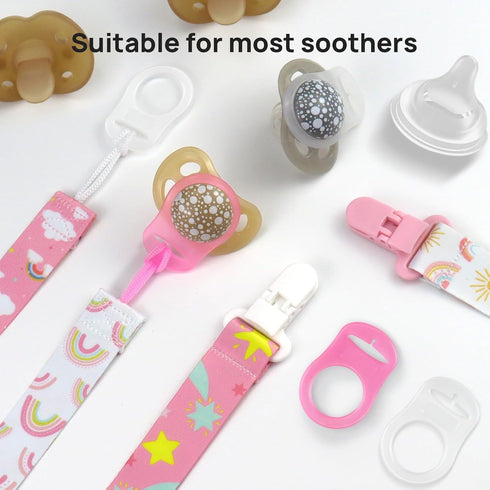 4 Pack Pacifier Clips for Boys & Girls, Silicone Dummy Clips with Adapters for Baby Teething Toys, Baby Shower