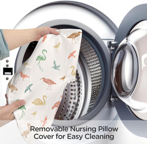 Little Grape Land Nursing Pillow for Breastfeeding, Ergonomic Feeding Pillow with Removable Cover, Baby Feeding Pillow