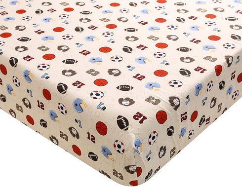 CribMATE 2 PCs Baby Boy Sports Theme Nursery Crib Fitted Sheet