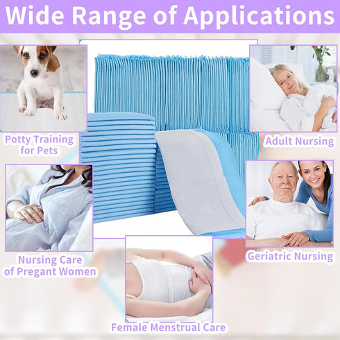 PIEMEET 100 Pack 13X17inch Disposable Changing Pad, Leak Proof Baby Disposable Underpads, Waterproof Diaper Changing