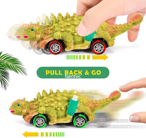 faentwc Dinosaur Painting Toys for Kids 5-7: 2 in 1 Dino Arts Painting Kits and Pull Back Cars Toy for Boys and Girls
