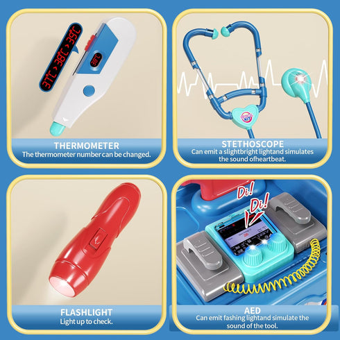 Doctor Kit for Kids - Pretend Doctor Playset with Cart and Stethoscope for Toddlers