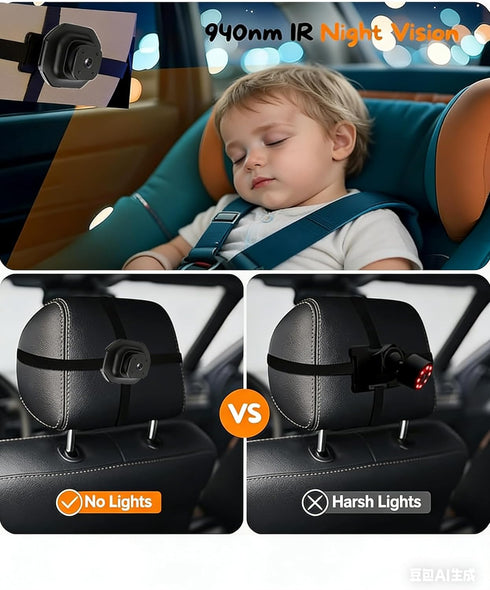 Generic 2 5" Car Baby monitorrBaby Car Camera for Kids - Dual Channel Car Baby Monitor with Split Screen,Night Vision