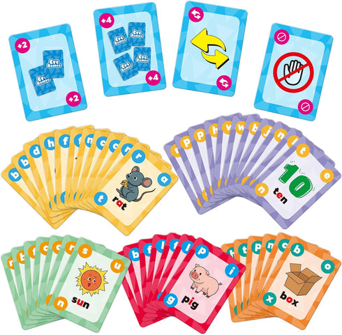 Broytain 4 5 6,Phonics CVC Phonics Games for Toddlers,CVC Word Toy for Kids,Reading Card Game for Ages Flash Cards