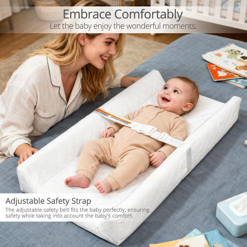 32x16 Inch Waterproof Baby Changing Pad, Non-Slip Wipeable Diaper Changing Mat with Safety Strap Infant Diaper Change