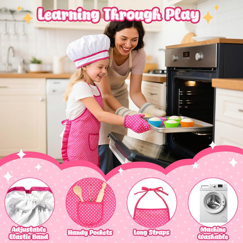Sets, 32PCS LovesTown Kids Cooking and Baking Pretend Play Toys for Toddler Dress Up Clothes Birthday for Girls