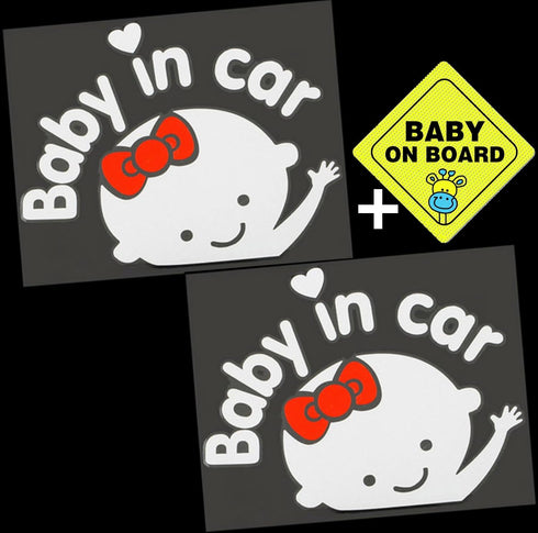 Baby in Car Sticker Decal by CM Wealth 2Packs - Cute Baby on Board Sign for Car Safety (Girl2)