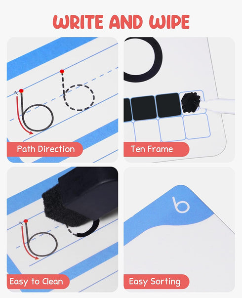 Gamenote Dry Erase Flash Cards - 47 Laminated Alphabet and Number Tracing Cards for Kindergarten with Marker