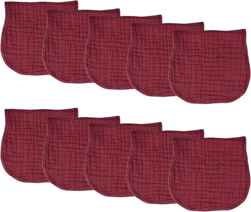 Bush Mane 6 Layer 100% Cotton Bubble Gauze Burp Cloths- Rustic Red- 10/Pack
