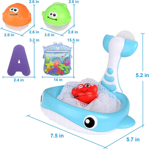 MoraBaby Sets, 36 Set Bath Toy Foam Bath Letters and Numbers, Floating Squirts Animal Toys with Fishing Net