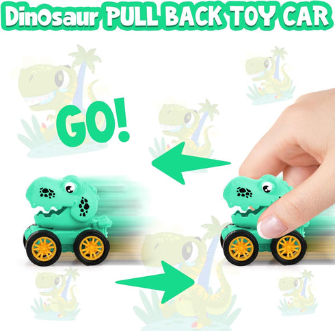 20 Pack 4-8 Dinosaur Pull Back Car for Classroom Prizes, Party Favors for Kids Toddlers Years Old, Bulk Pull Back Car