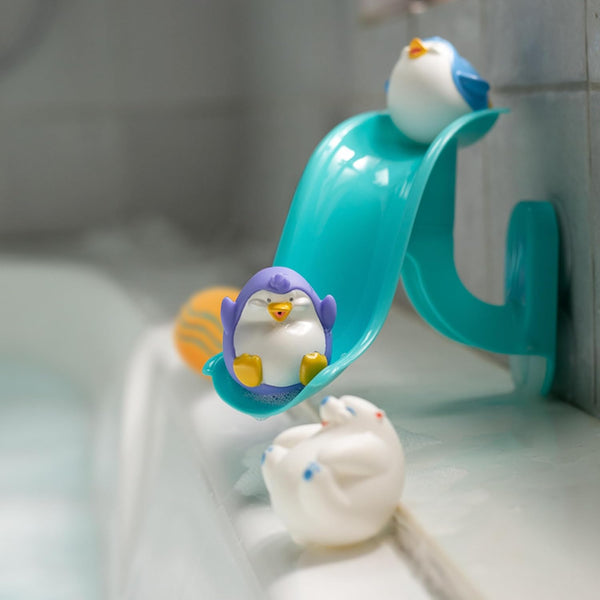 Nuby Penguin Slide Bath Toy Play Set with 4 Bath Squirters - Baby Bath Toys for Boys and Girls 12+ Months