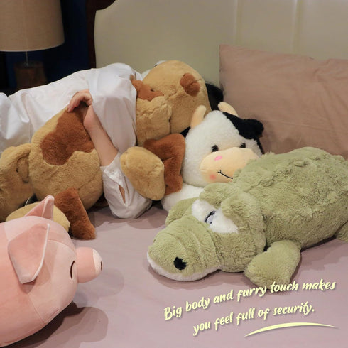 Easfan 36’’ Lying Cow Stuffed Animal, Large Hugging Plush Pillow Toy for Home Decoration Gifts