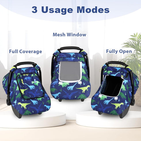 3D Windproof Baby Car Seat Cover, Mink Dot Infant Car Seat Canopy with Breathable Mesh Window, Baby Carrier Cover