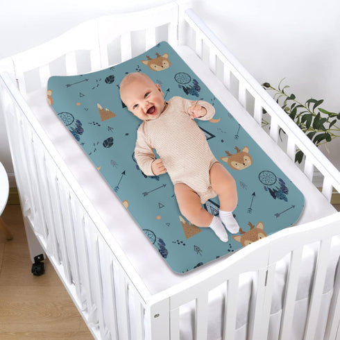 Woodland Camping Animals Changing Pad Covers, Cute Deer Trees Arrows, Soft Stretchy Sheets for Boys Girls 32''x16''