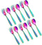 Pimoys 12 Pieces Kids Rainbow Utensils Set, Stainless Steel Safe Forks and Spoons, Dishwasher Safe Metal Cutlery