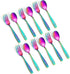 Pimoys 12 Pieces Kids Rainbow Utensils Set, Stainless Steel Safe Forks and Spoons, Dishwasher Safe Metal Cutlery
