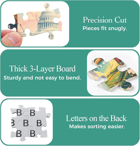 pickinjoy 50 1000 1000 States & Washington, D.C. Jigsaw Puzzles for Adults Pieces, United States Piece Puzzle, Travel