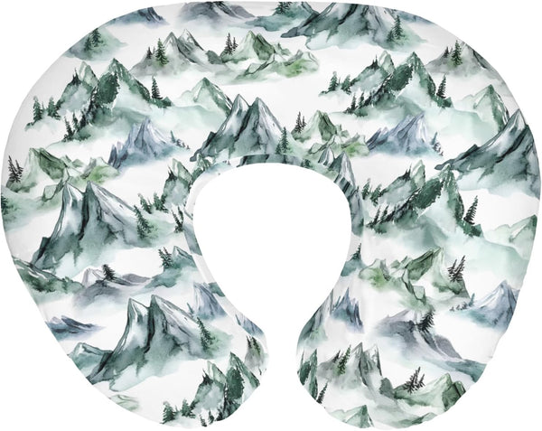 Watercolor Green Mountain Baby Nursing Pillow Covers for Boy Girl Trees Forest