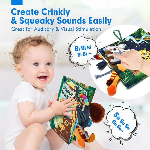 Baby Books for 0-6 Months, High Contrast Sensory Tummy Time Toys, Touch Feel Book for 6-12 Months, Christmas Gift