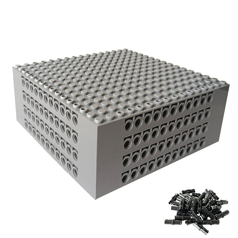 4pcs Brick 16x16 Classic Baseplate Building Plates for Building Bricks, Gray Background Boards for Pixel Paintings