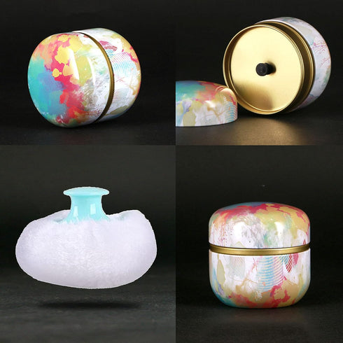 Topwon Body Powder Container with Powder Puff for Baby Women Talc Free Dusting Loose Powder Case Home Travel Powder Box