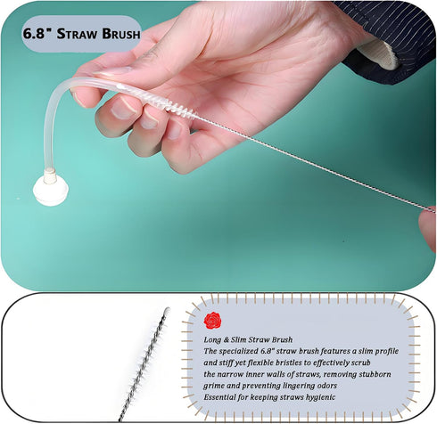 Kit,3-in-1 11" 6.3" 6.8" Baby Bottle Brush Water Bottle Brush for Bottles/Nipple/Cups & Narrow Straws, Cleaning Tools