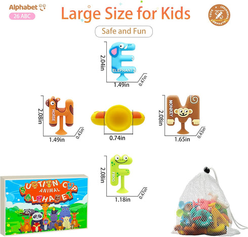 Games,26 3-5 Bath Alphabet Letters,ABC Bath Toys,Alphabet Cute Animals Silicone Bathtub Letters with Suction Cup,ABC