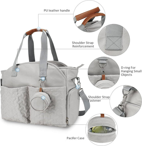 Mommy Lmbabter Diaper Tote Bag-Breast Pump Bag Diaper Organizer Bag with Pacifier Case Baby Bag for Work,Weekender
