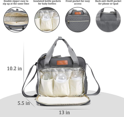 Small Diaper Bag Tote for Girls Baby Nappy Bag - Travel&Outdoor Stroller Organizer Cute Diaper Maternity Bag for Mom