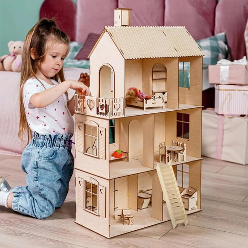 Abaodam Doll House Miniature Wooden Ladder, Retro Decor Tiny Furniture, Small Decorative Ladder Model