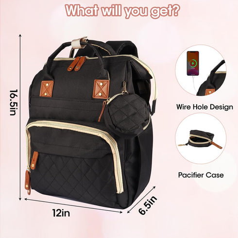 MosaiRudo Backpack Backpack Diaper Bag Baby Bag,Waterproof, Travel Diaper Bags with Pacifier Case for Baby Girl Boy