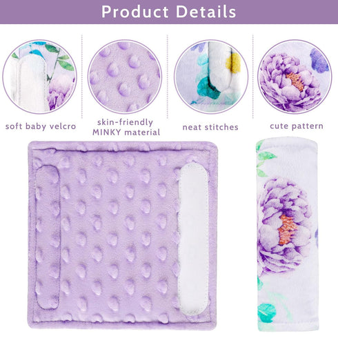 6.5 6.5 inch, Carseat Strap Covers for Babies, Soft Seatbelt Covers for Kids, Reversible Baby Car Seat Strap Covers